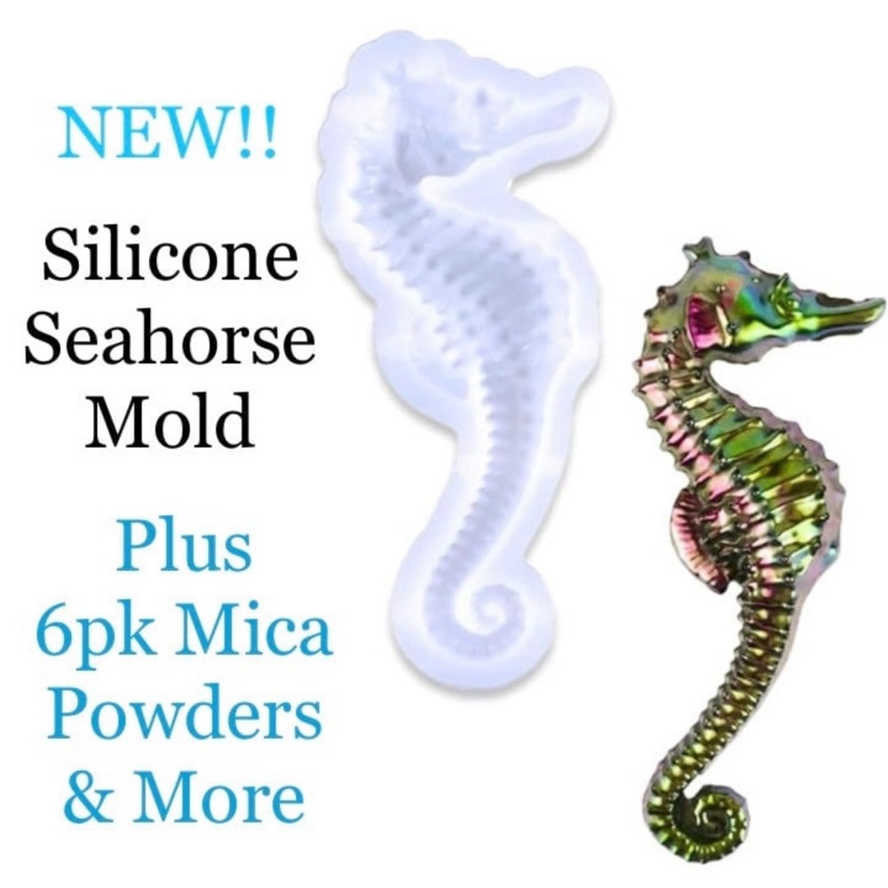 NEW Silicone SEAHORSE Mold Resin Polymer Clay Fondant DIY Crafting +2 Bonuses